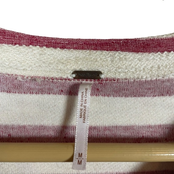 Free People Full Zip Peplum Striped Tweed Jacket in Ivory/Red Size M - Picture 7 of 13